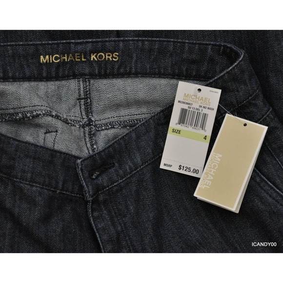 Michael Kors Wide Flare Leg Jeans Pants Trousers Dark Indigo Wash 4 Nwt $125 - Picture 5 of 5